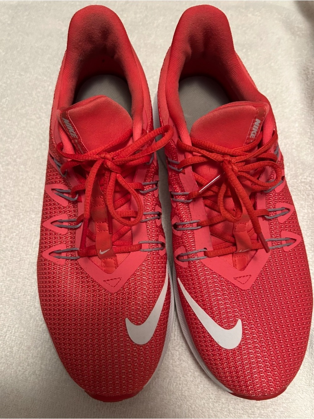 Nike Coral-Red Mesh Running Sneakers with White Swoosh